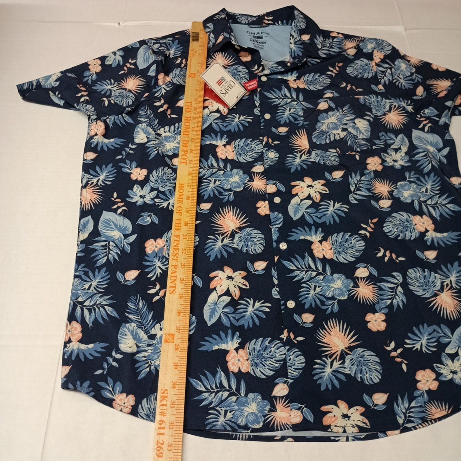 Chaps Chaps Woven Shirt Men's Size XL Blue Floral Stretch UPF 50 Size US XL / EU 56 / 4 - 6 Thumbnail
