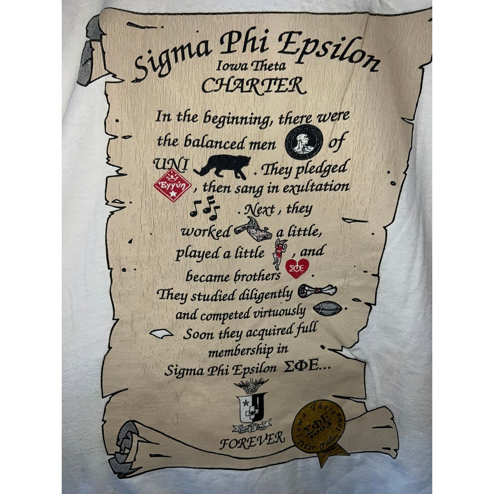 Vintage Vintage Sigma Phi Shirt Epsilon Iowa Northern University Tee Size US XL / EU 56 / 4 - 8 Thumbnail