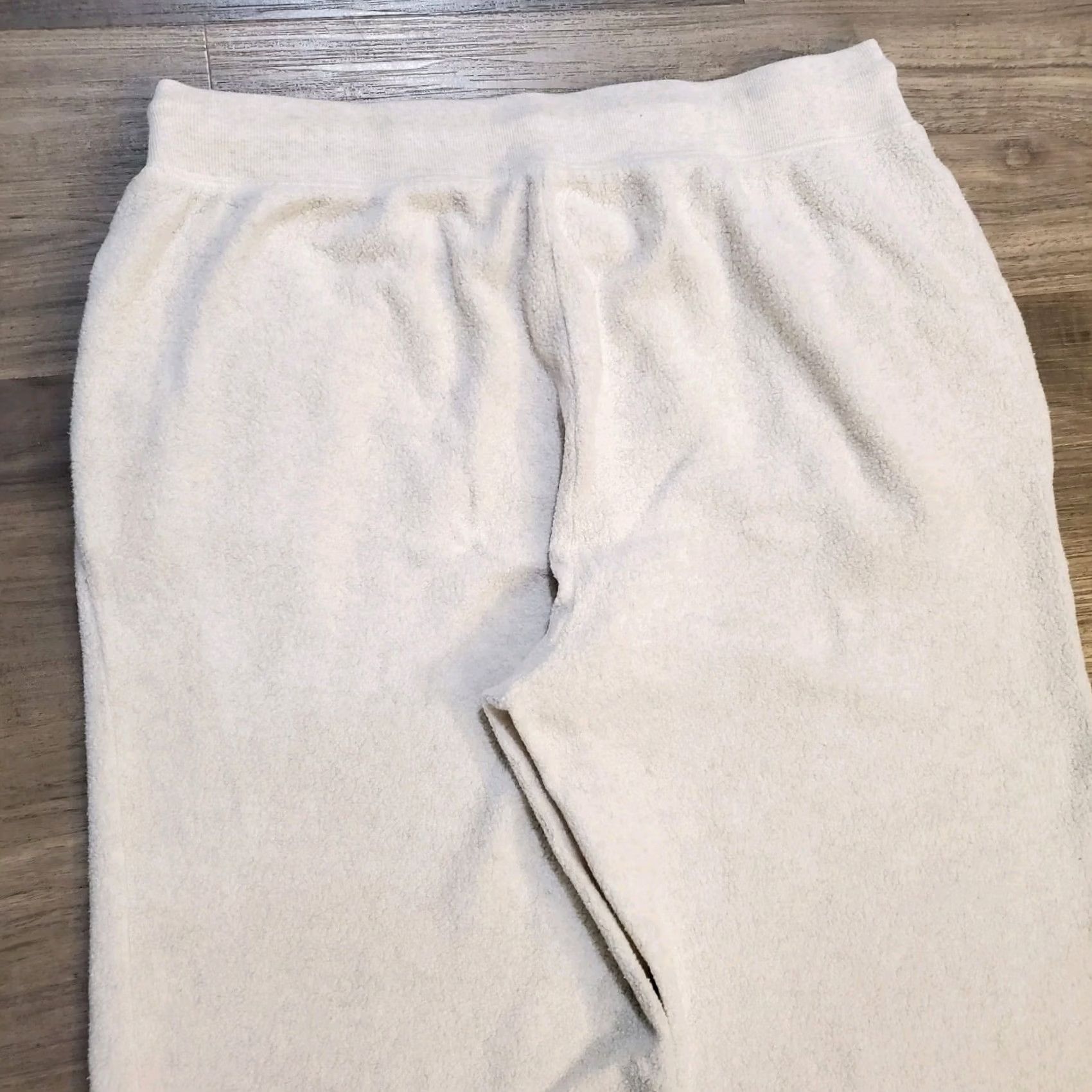 Vintage Aerie Womens L Ivory Relaxed Soft Terry Wide Leg Jogger Pants Lounge Wide-Leg Pants Casual Girls? Size 36" / US 14 / IT 50 - 6 Thumbnail