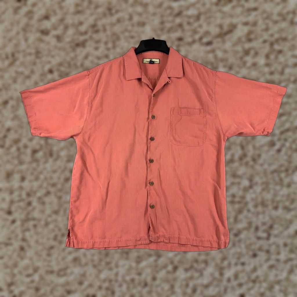 Tommy Bahama Tommy Bahama Shirt Men Large Pink Herringbone Button Up 100% Silk Hawaiian Beach Size US L / EU 52-54 / 3 - 1 Thumbnail
