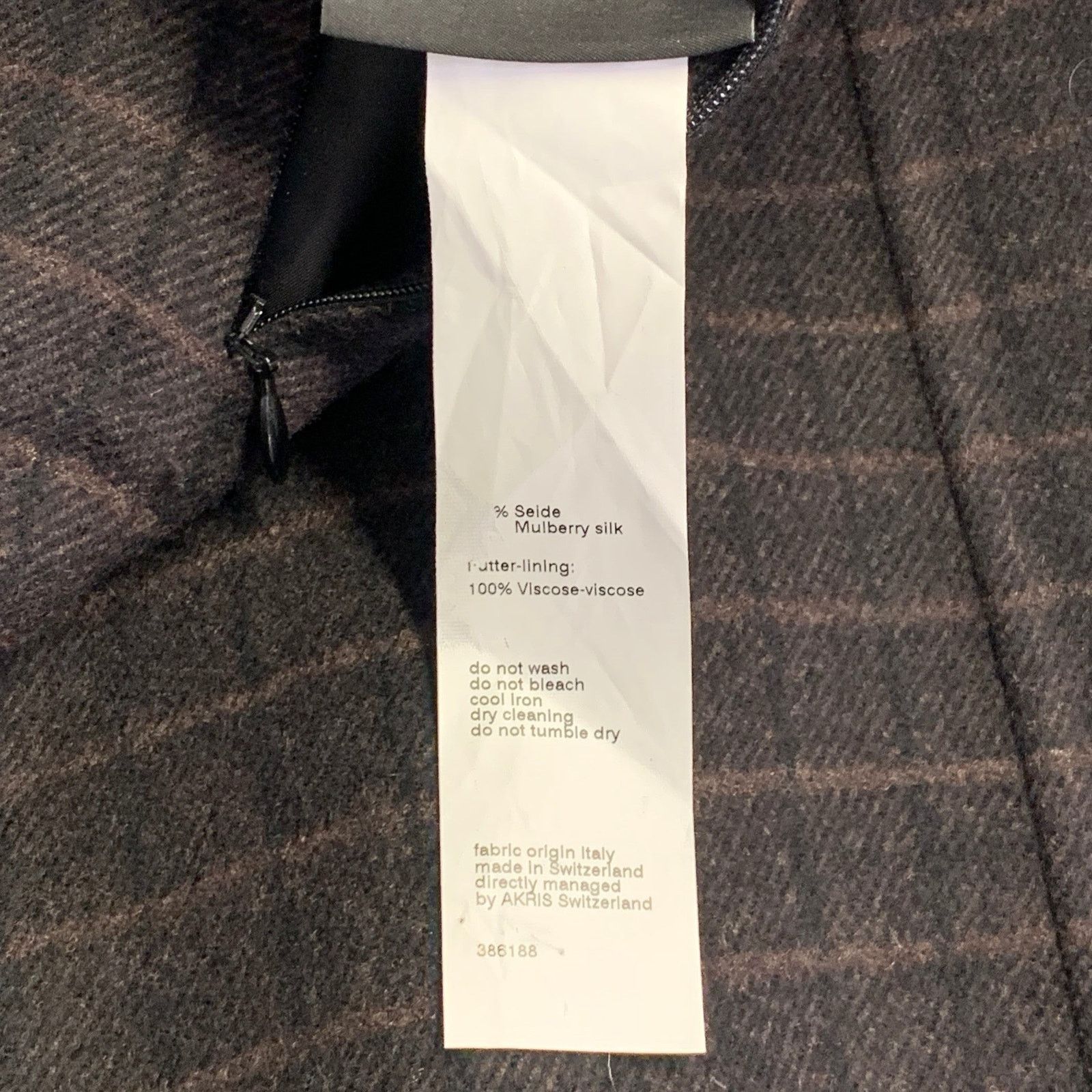 Akris AKRIS Brown Mulberry Silk Plaid Reversible Zip Up Dress Size XL / US 12-14 / IT 48-50 - 8 Thumbnail