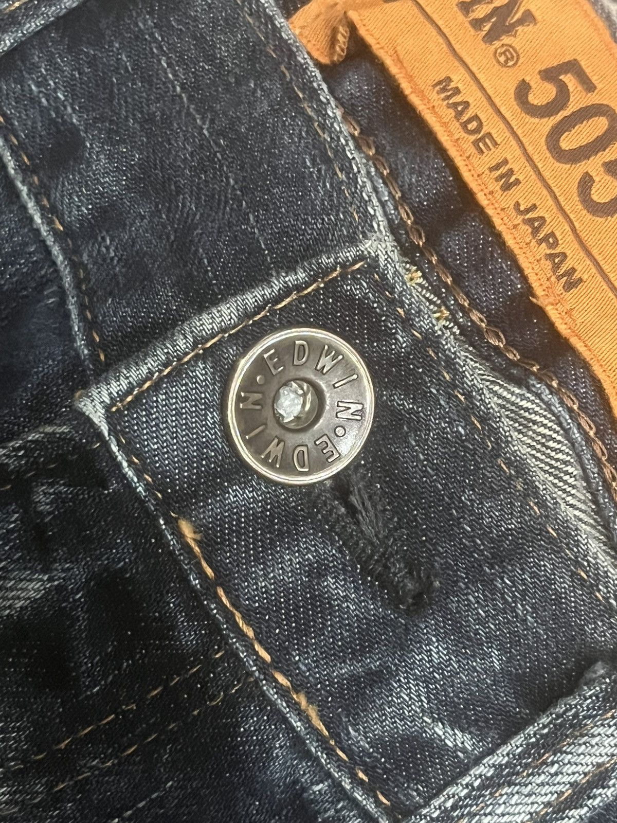 Vintage Edwin 505 Dark Faded Ripped Buckle Back Selvedge Flare Jeans Size US 30 / EU 46 - 5 Thumbnail