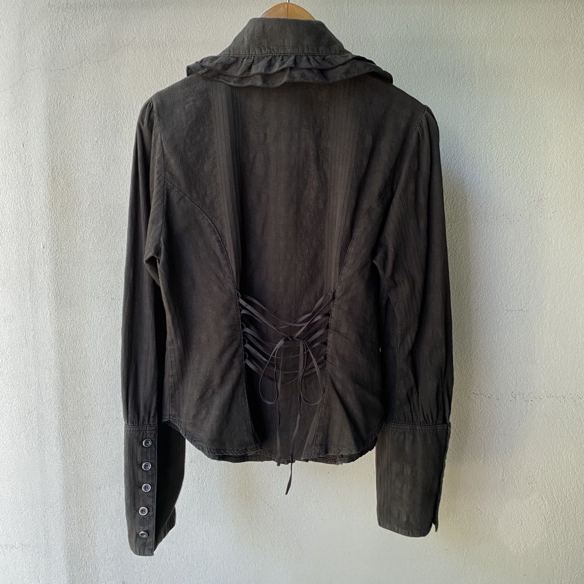 Japanese Brand PEACE NOW Y2K Punk Black Ruffled Long Sleeve Blouse Size M / US 6-8 / IT 42-44 - 10 Thumbnail