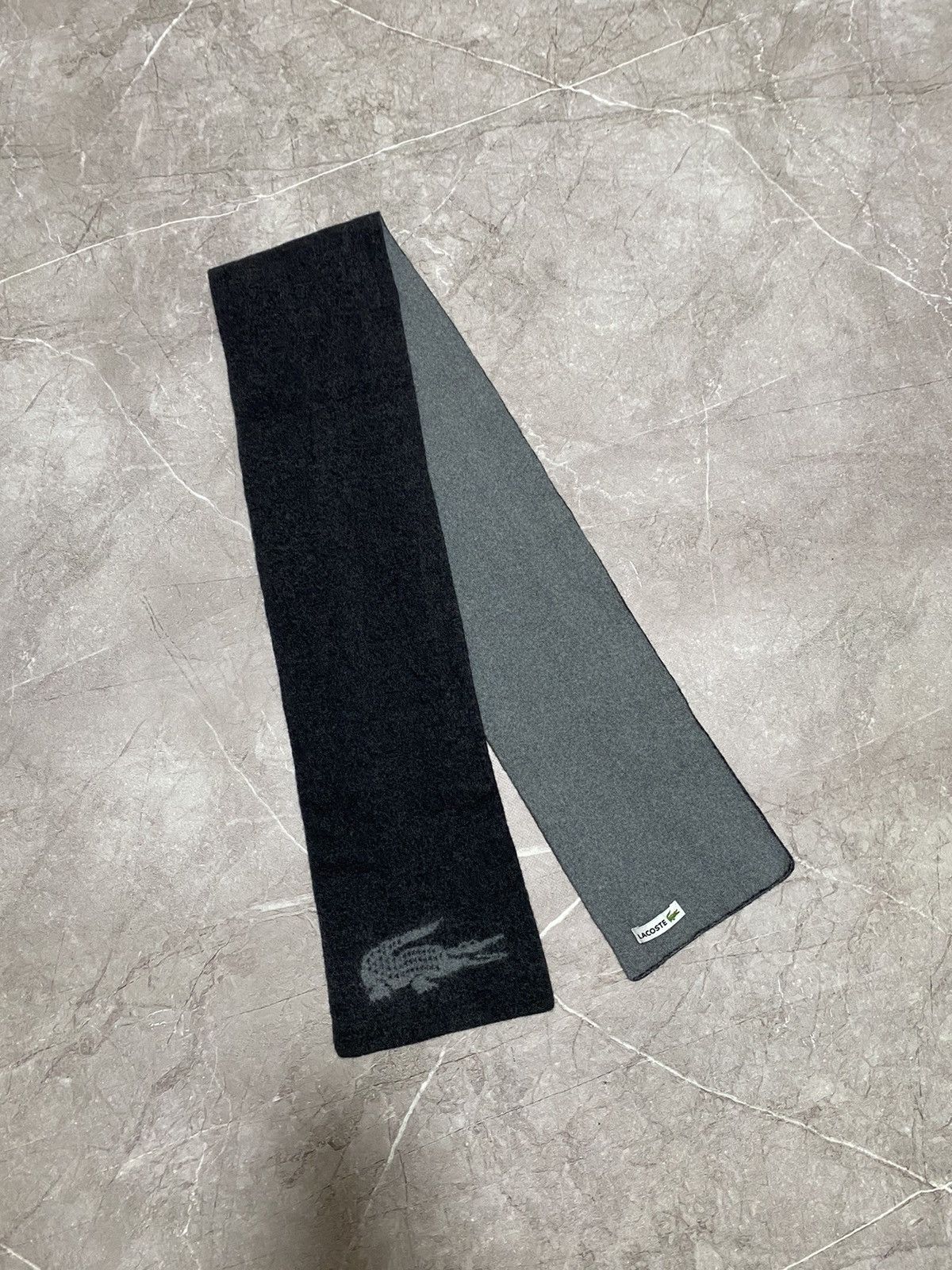 Lacoste Vintage Y2K Lacoste Two Sides Scarf Black/Gray OS Size ONE SIZE - 2 Thumbnail
