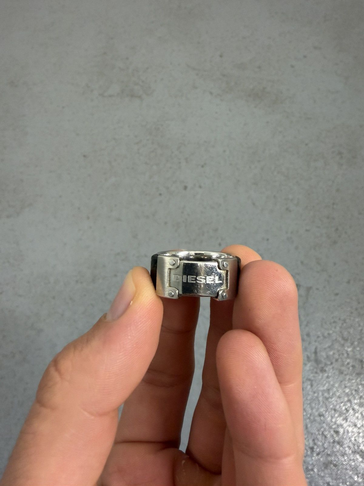 Diesel Diesel Leather + Steel Ring Size ONE SIZE - 1 Thumbnail