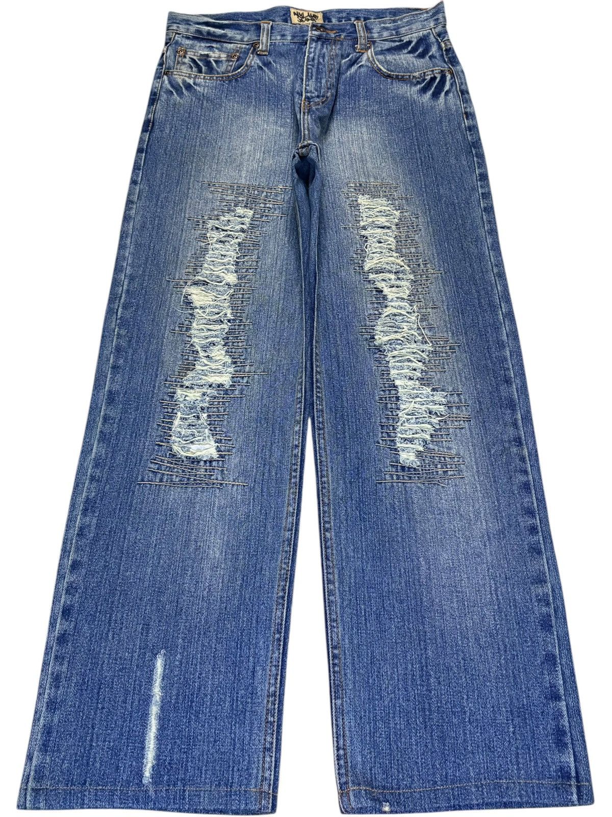 Japanese Brand Vintage Japanese Brand Faded Wash Patched Loose Jeans Size US 31 - 1 Thumbnail
