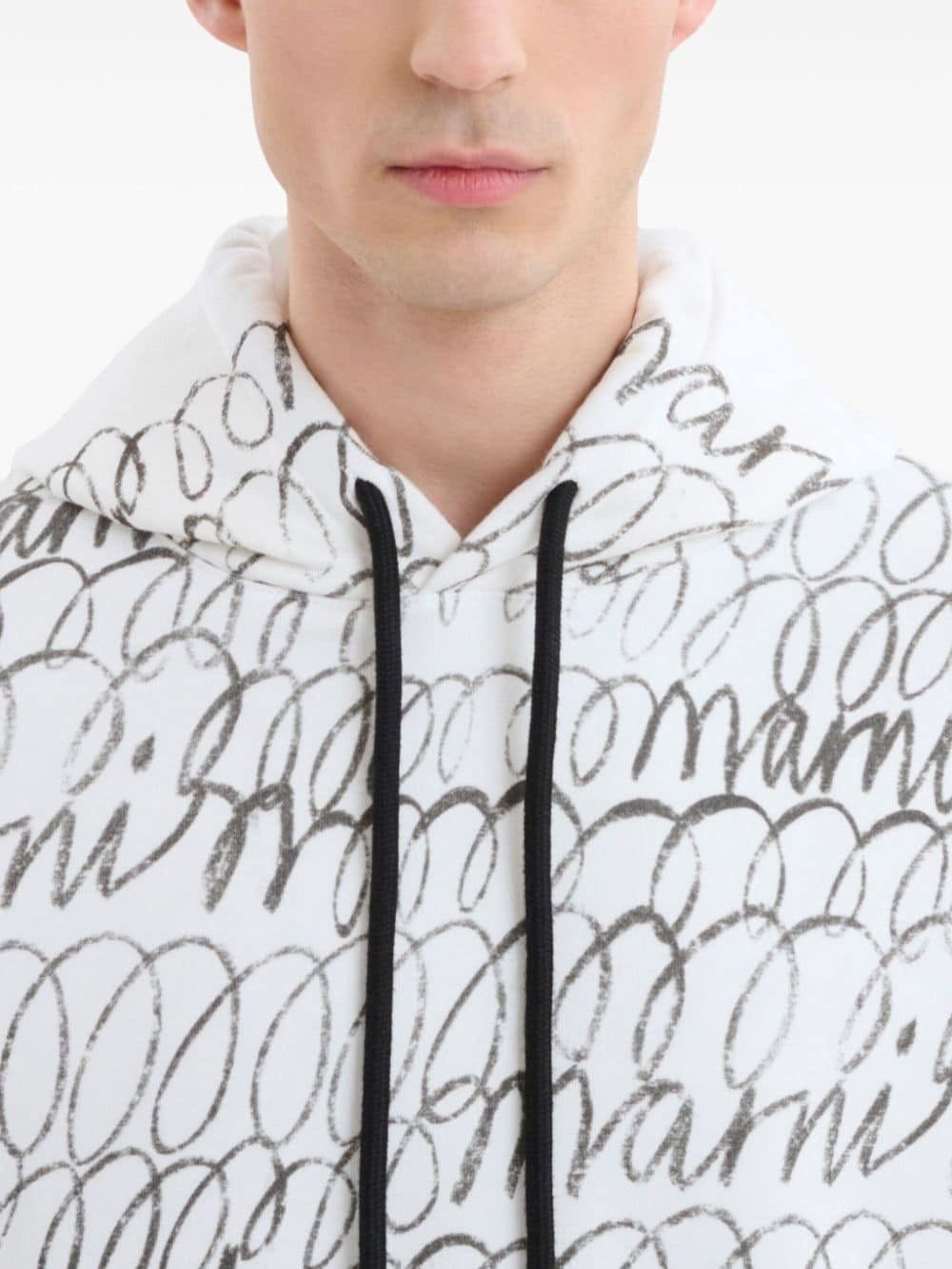 Marni o1w1db11025 Logo-Print Cotton Hoodie in White Size US M / EU 48-50 / 2 - 4 Thumbnail