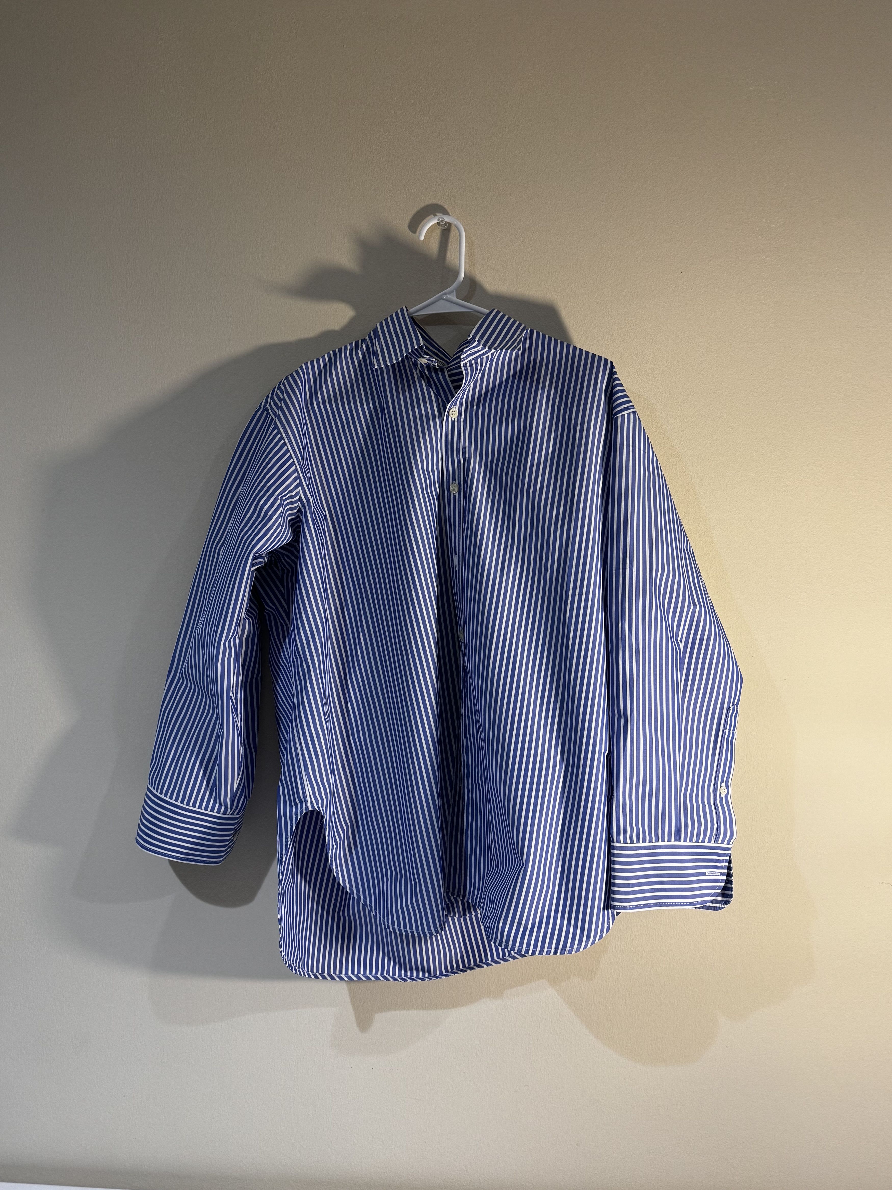 image of Balenciaga Striped Shirt in Blue Stripes, Men's (Size Small)