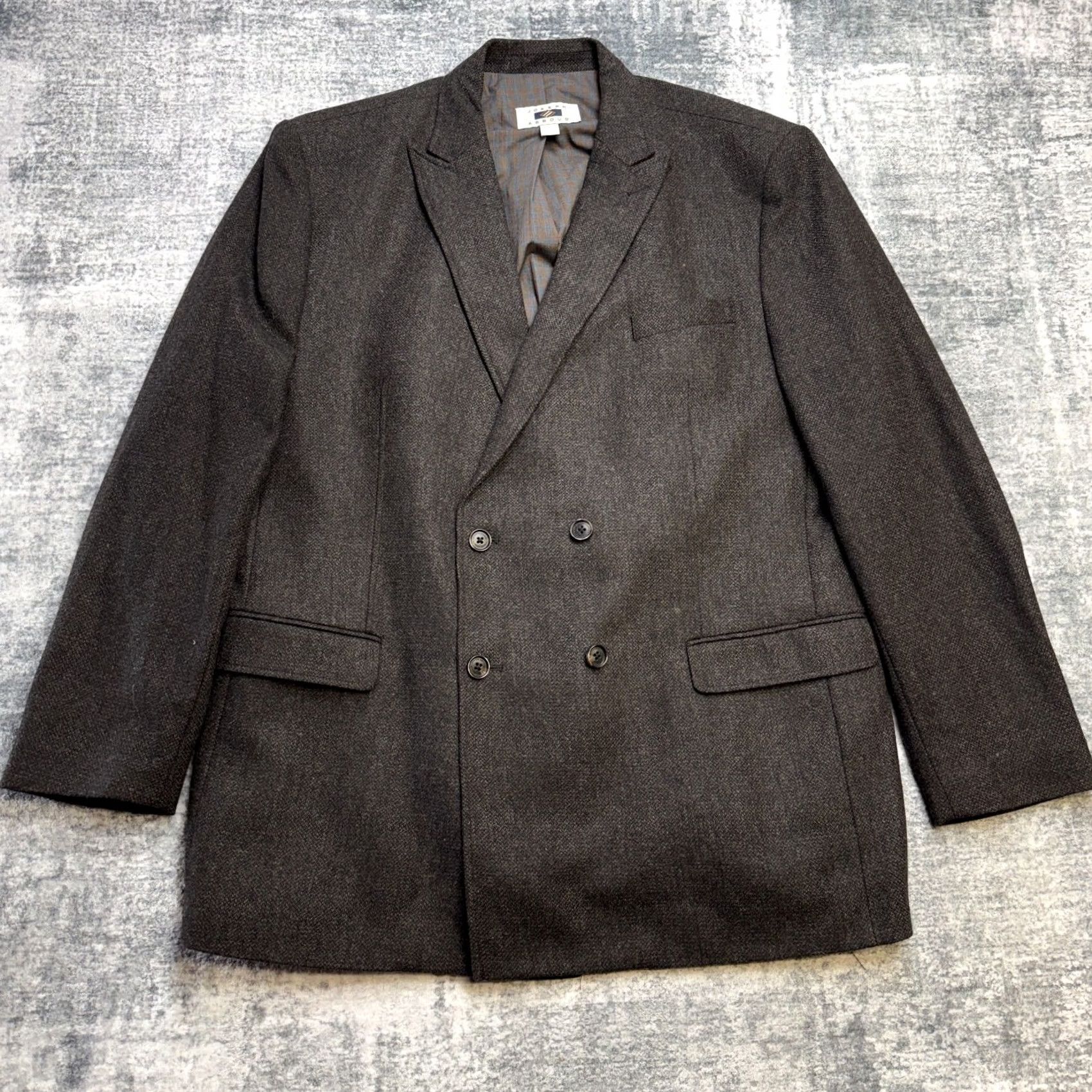 Joseph Abboud Joseph Abboud Blazer Jacket Men 2XL Brown Double-Breasted Sport Coat Elbow Patch Jacket Front Button Style: Two-Button Peak Lapel Solid Polyester Wool Size 48R - 3 Thumbnail