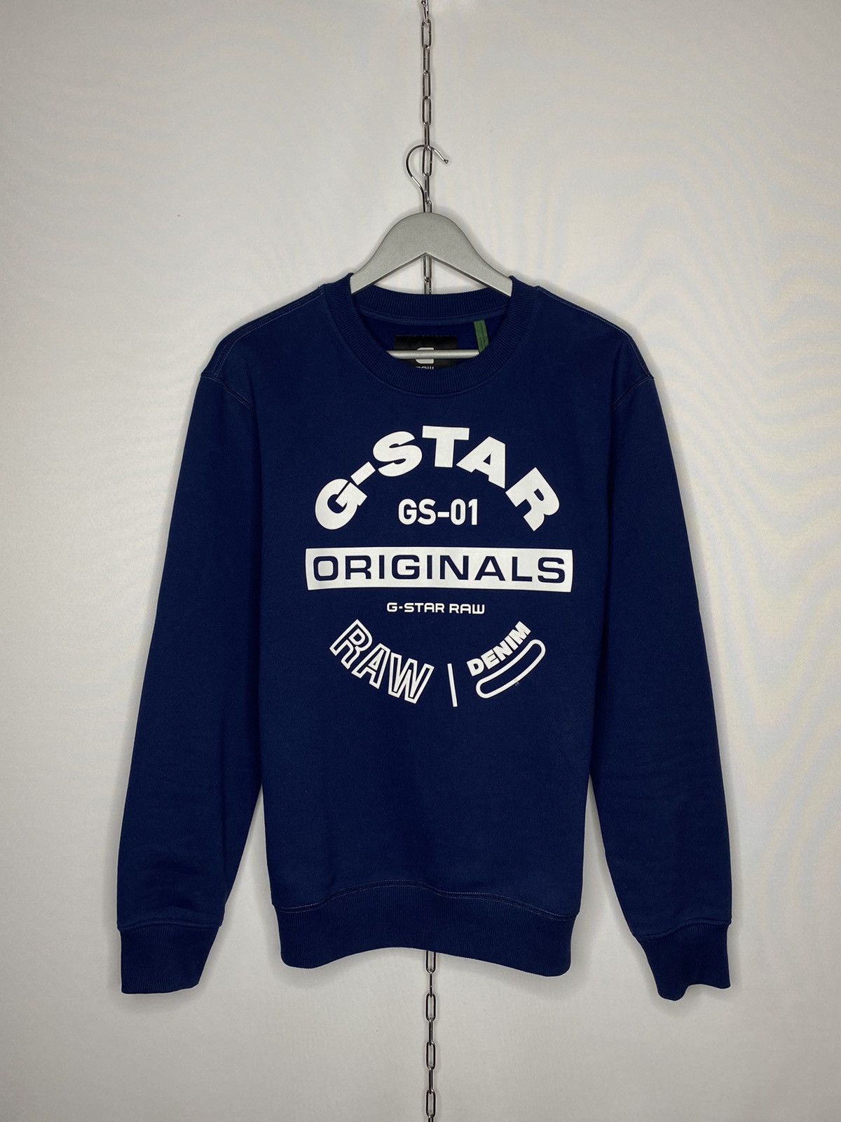 🔥 G Star Raw Big Logo Sweatshirt Navy Blue 🔥