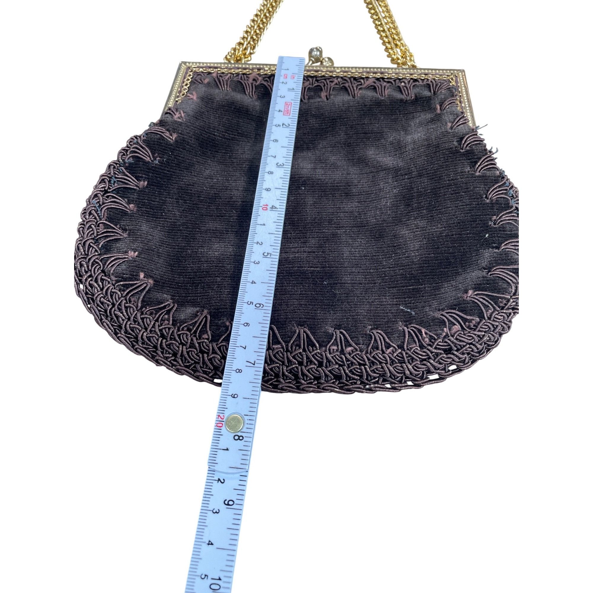 Handmade Italian handmade womans brown fabric gold ware kisslock hand Size ONE SIZE - 7 Thumbnail