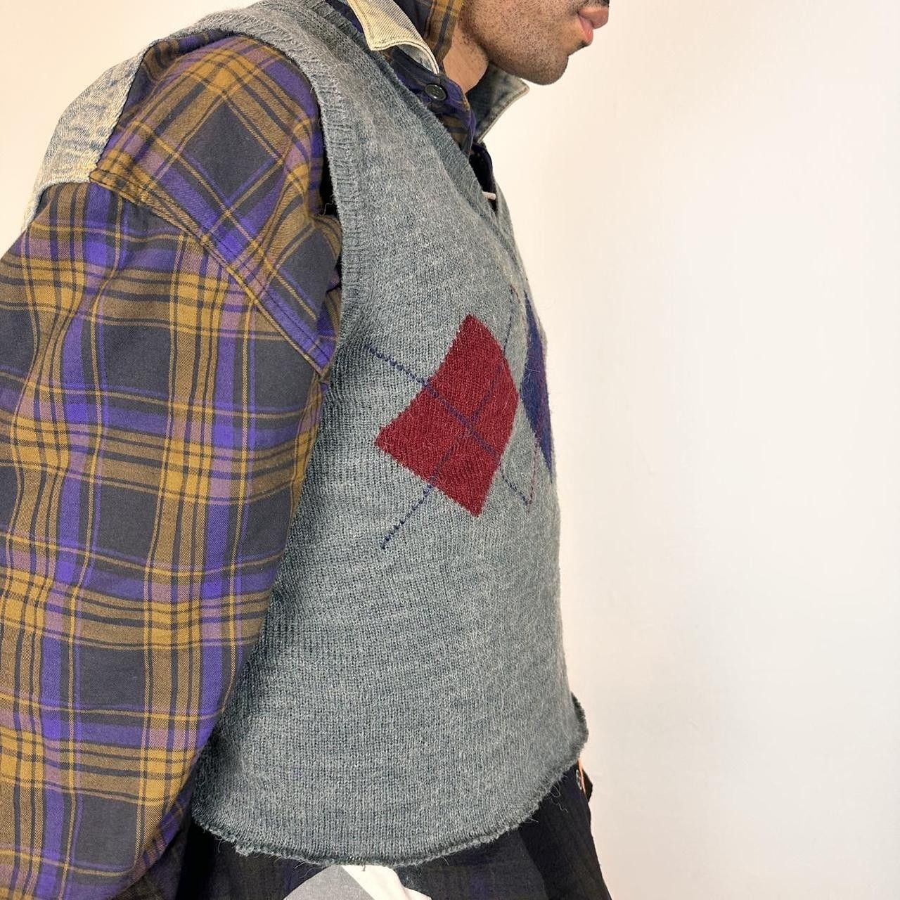 Vintage ASTROBOI* Gray Cropped Argyle Sweater Vest - Large Size US L / EU 52-54 / 3 - 4 Thumbnail