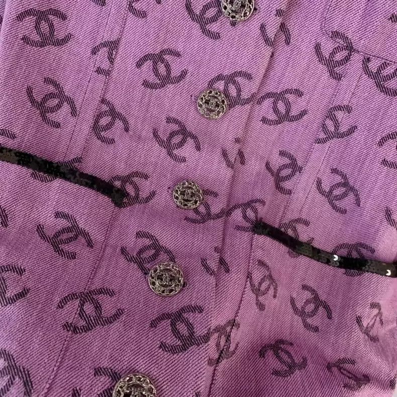 Chanel Chanel Purple full logo denim jacket Size XS / US 0-2 / IT 36-38 - 7 Thumbnail