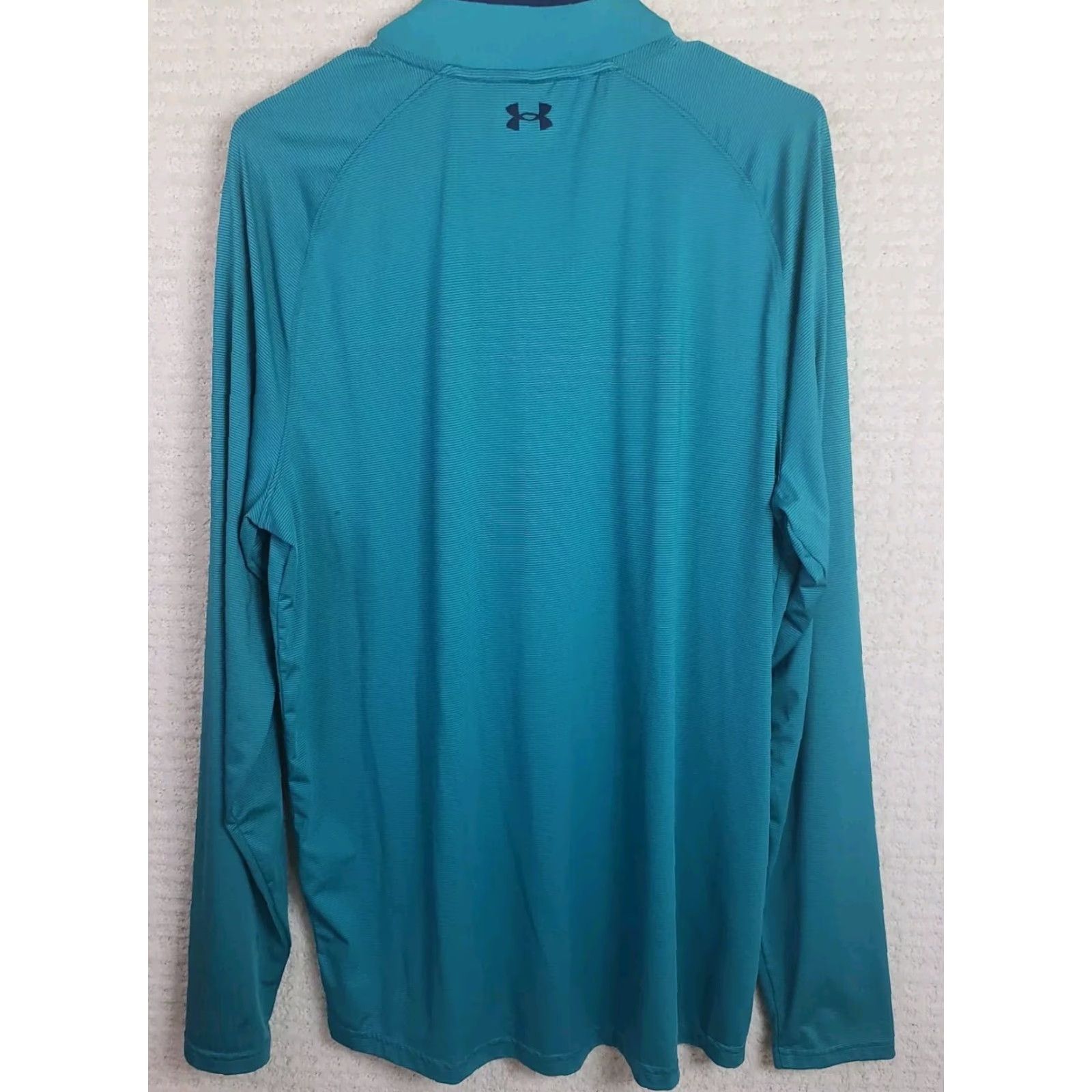 Under Armour UNDER ARMOUR Men L Teal Striped 1/4 Zip Loose Fit Pullover Jacket Breathable Threadborne Size US L / EU 52-54 / 3 - 5 Thumbnail