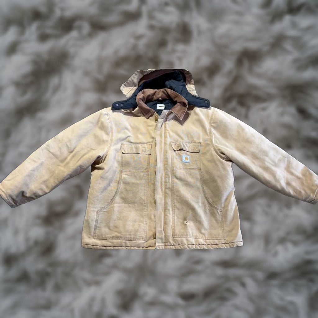 Carhartt VINTAGE Carhartt Jacket 3XL Tan Distressed Faded 90s Workwear Logo Quilted Zipper Carhartt C03 Mens Size US XXL / EU 58 / 5 - 1 Thumbnail