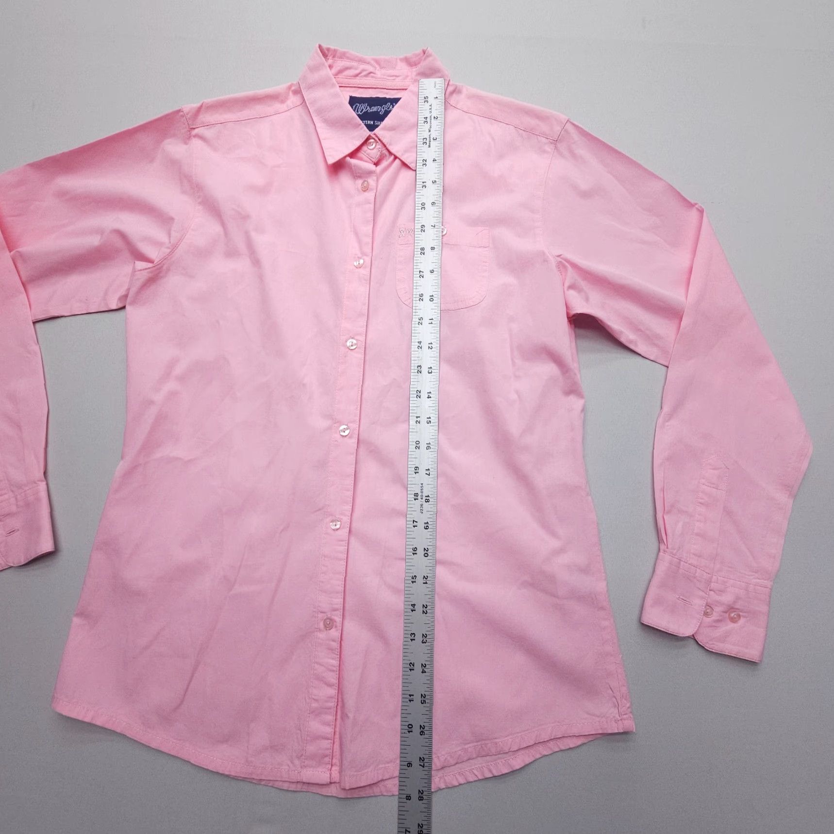 Wrangler Wrangler Western Shirt Womens Medium Pink Breast Cancer Ribbon Long Sleeve Button Up Shirt Size M / US 6-8 / IT 42-44 - 6 Thumbnail