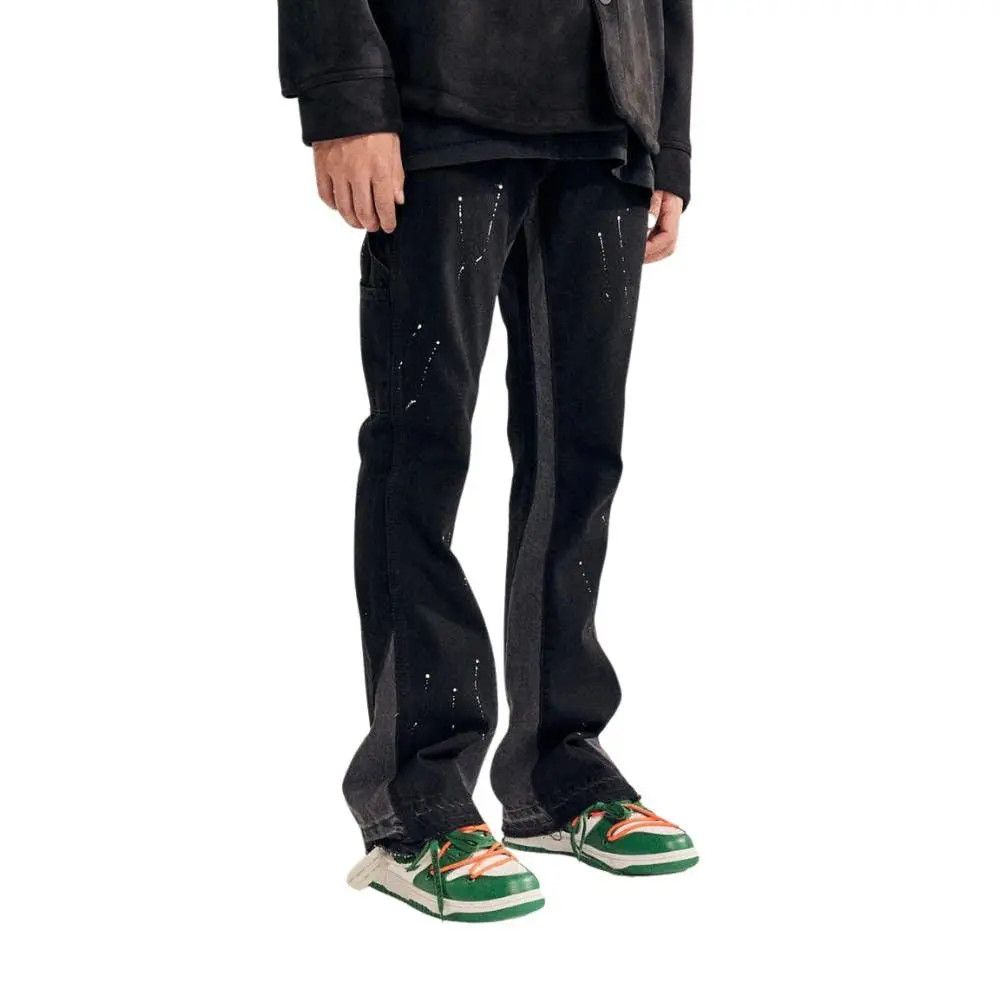 Japanese Brand × Jean Paint Splatter Black Stacked Denim Jeans Size US 34 / EU 50 - 5 Thumbnail