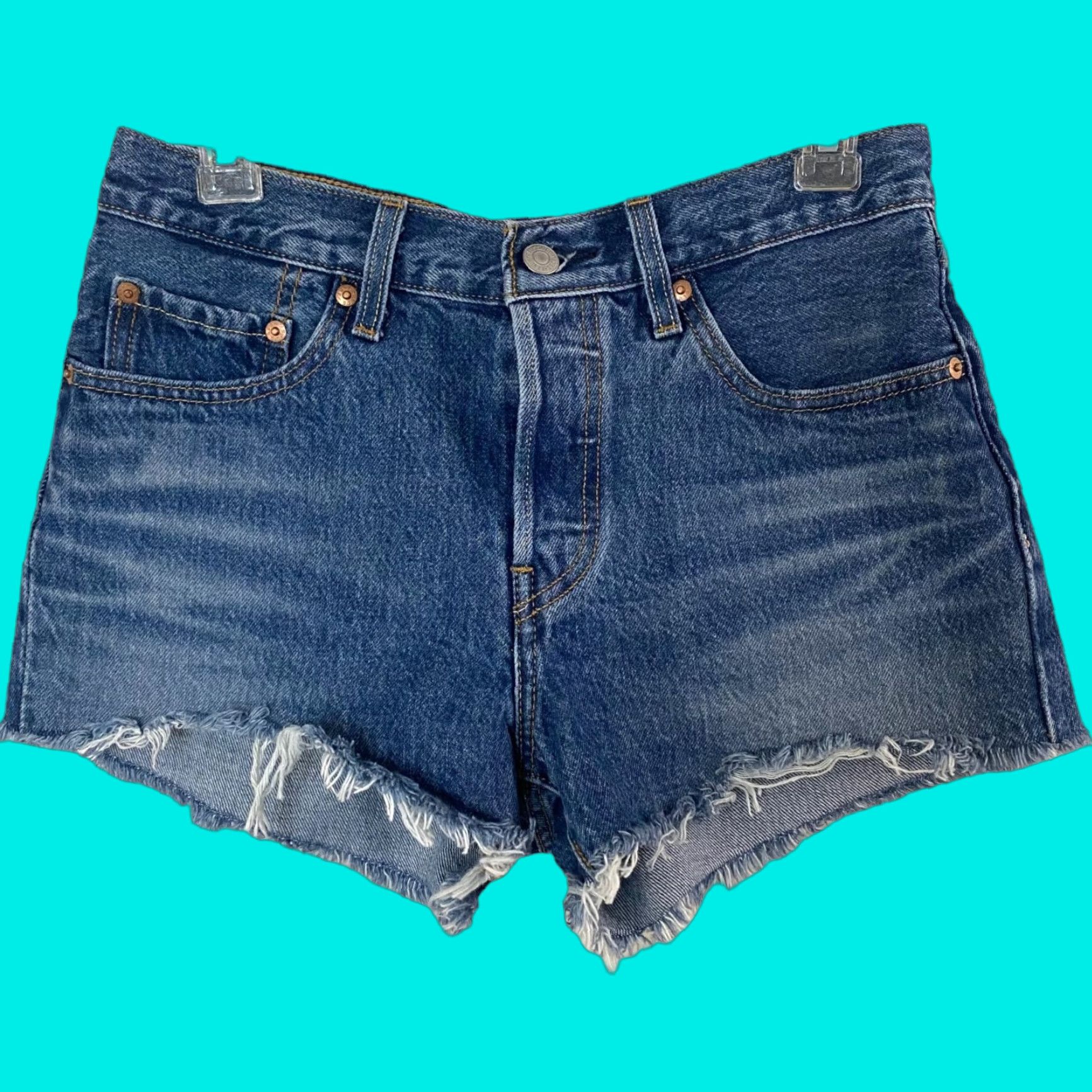 Levi's LEVIS Premium 501 Button Fly Cutoff Shorts Blue Denim Womens Size 27 Size 27" / US 4 / IT 40 - 1 Thumbnail