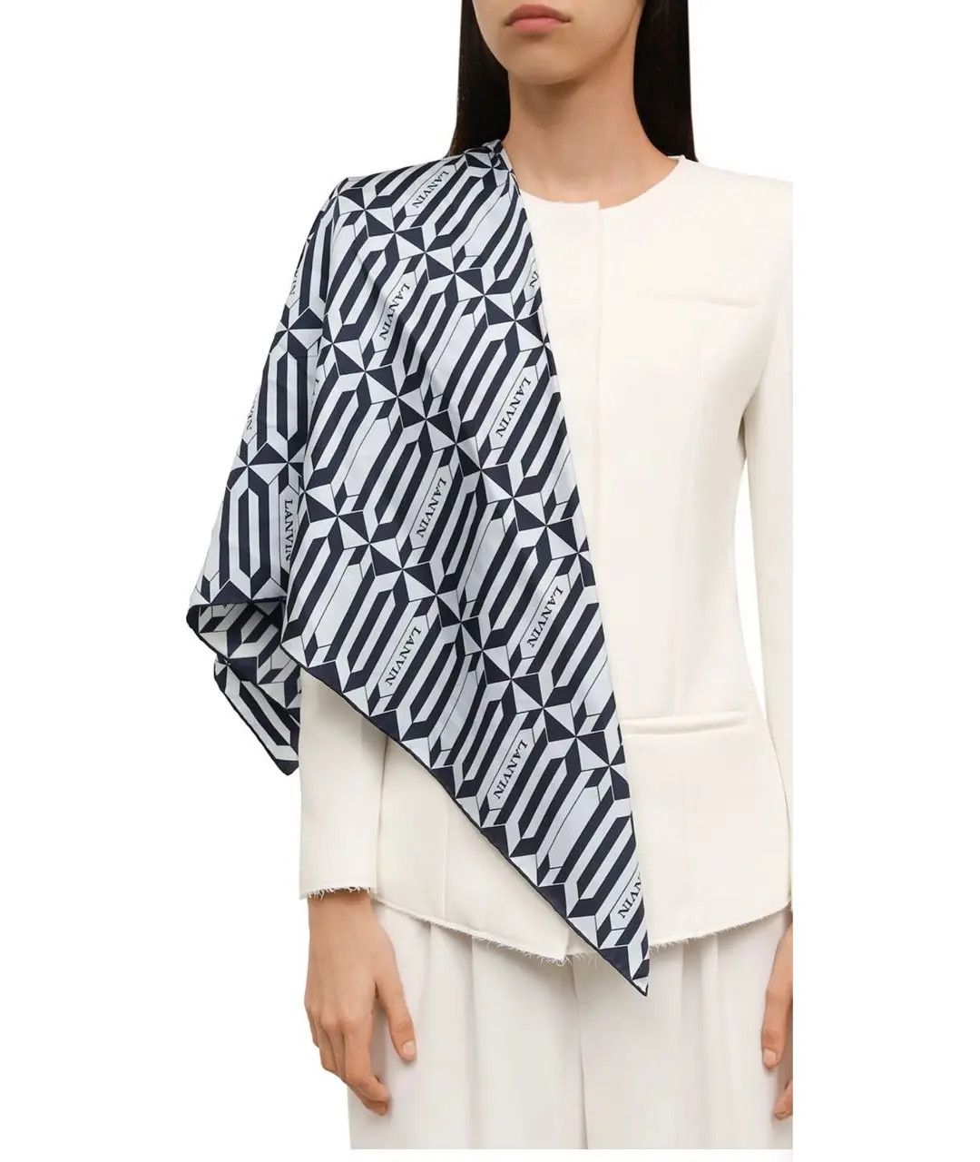 Lanvin o1y0326 Size : OS / Scarf in Sky Blue/Black Size ONE SIZE - 2 Thumbnail