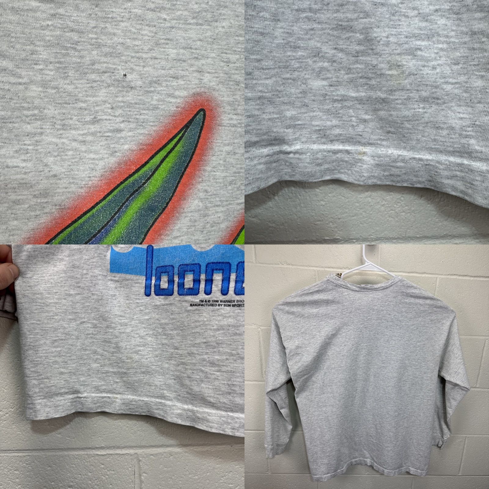 Vintage VINTAGE 1996 Looney Tunes Wile E Coyote Roadrunner L/S T Shirt XL Unisex Gray Graphic Tee Size US XL / EU 56 / 4 - 10 Thumbnail