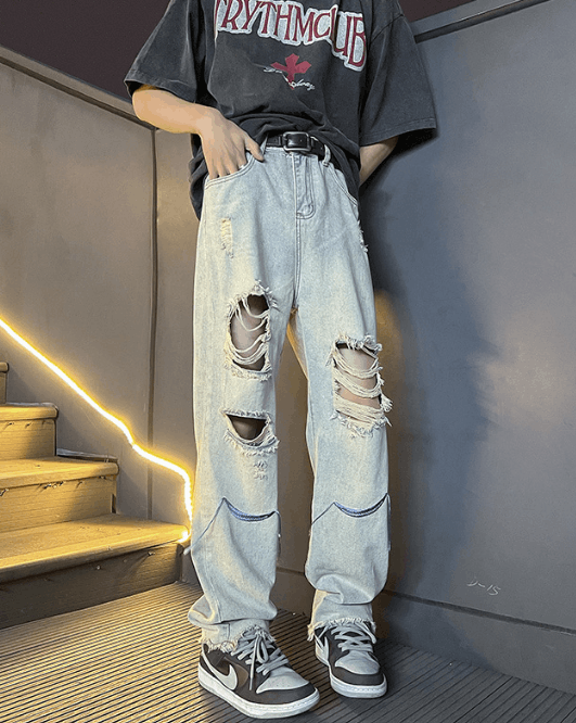 Japanese Brand × Vintage Retro men's high street vintage ripped jeans y2k Size US 32 / EU 48 - 2 Thumbnail