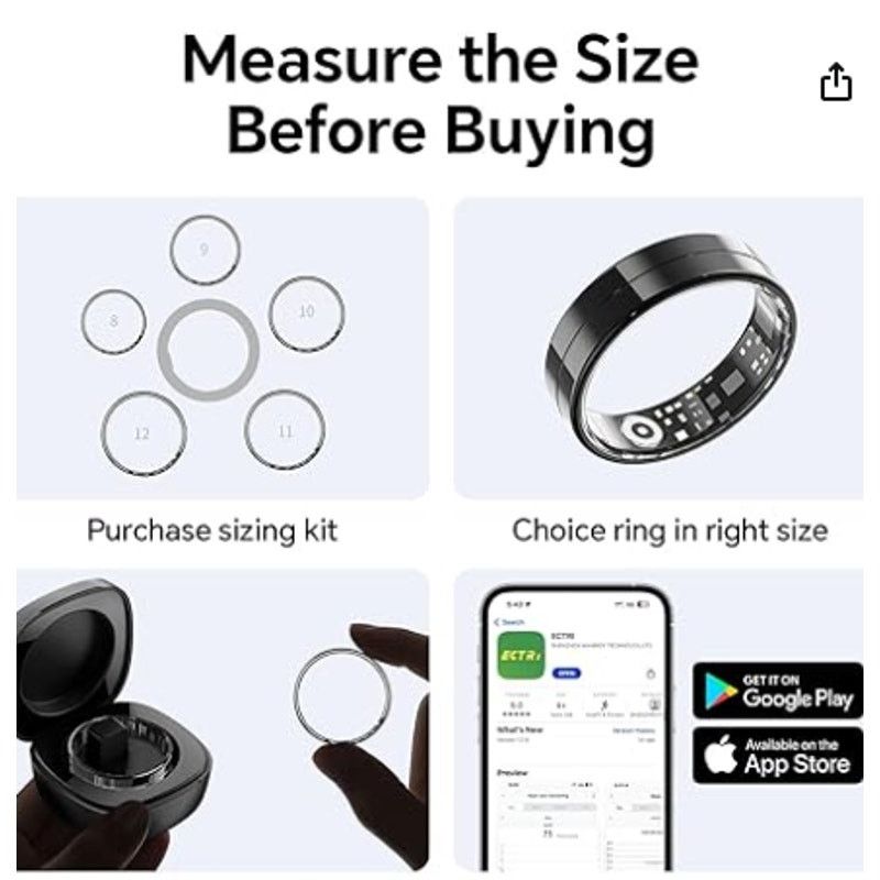 The Unbranded Brand Sz 10 Gold SmartRingHeartRate,Oxy,Sleep,Temp, Android & iOS Size ONE SIZE - 2 Thumbnail