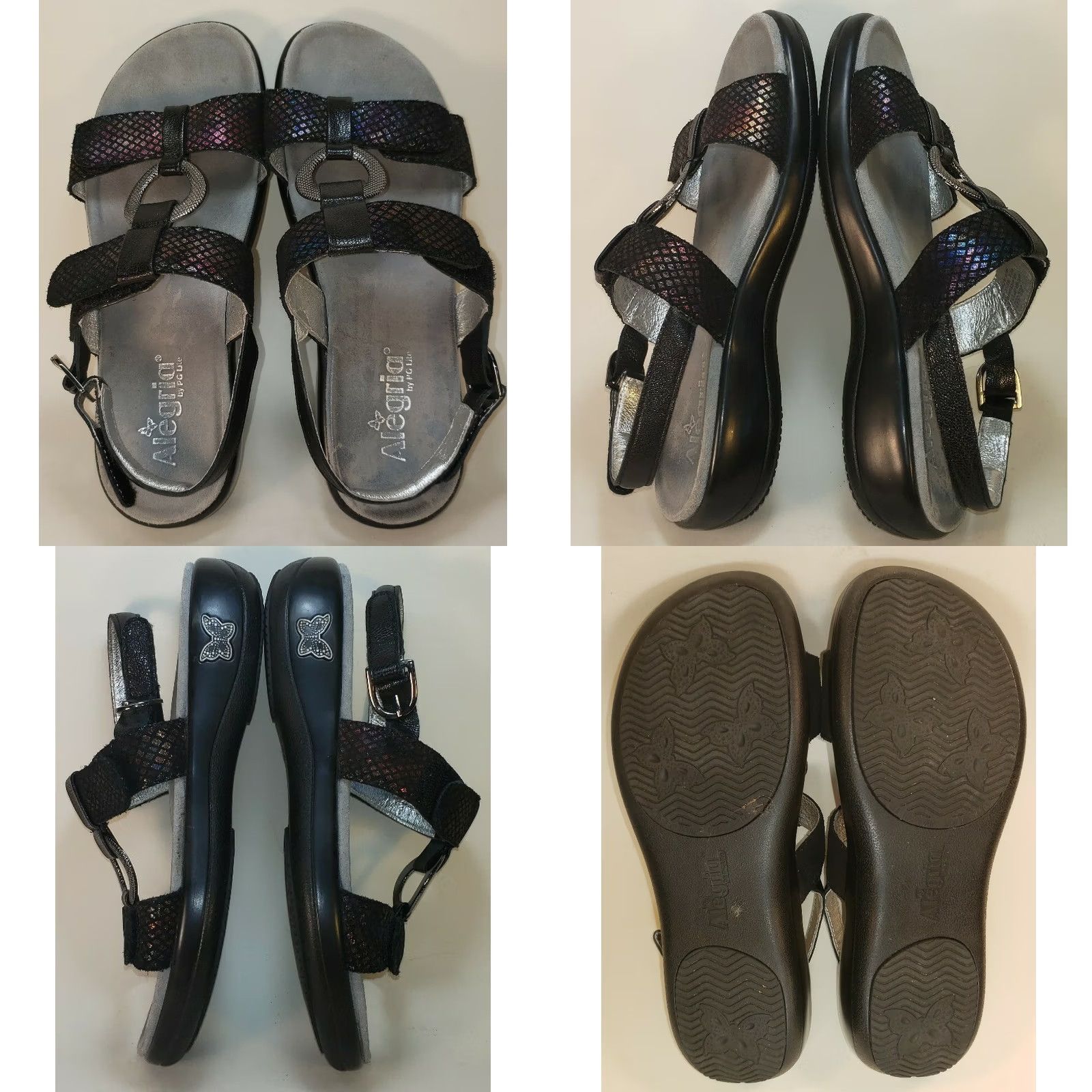 Vintage Alegria Womens Sandal Slingback Strappy Black Iridescent Reptile Size 8.5M 39EU Size US 9 / IT 39 - 8 Thumbnail