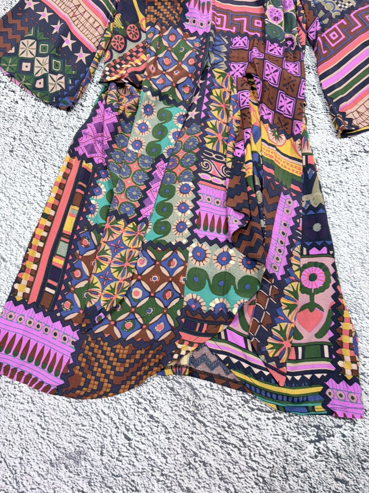 Jean Paul Gaultier NWT Desigual Boho Patchwork Style Bell Sleeve Mini Dress Size S / US 4 / IT 40 - 9 Thumbnail