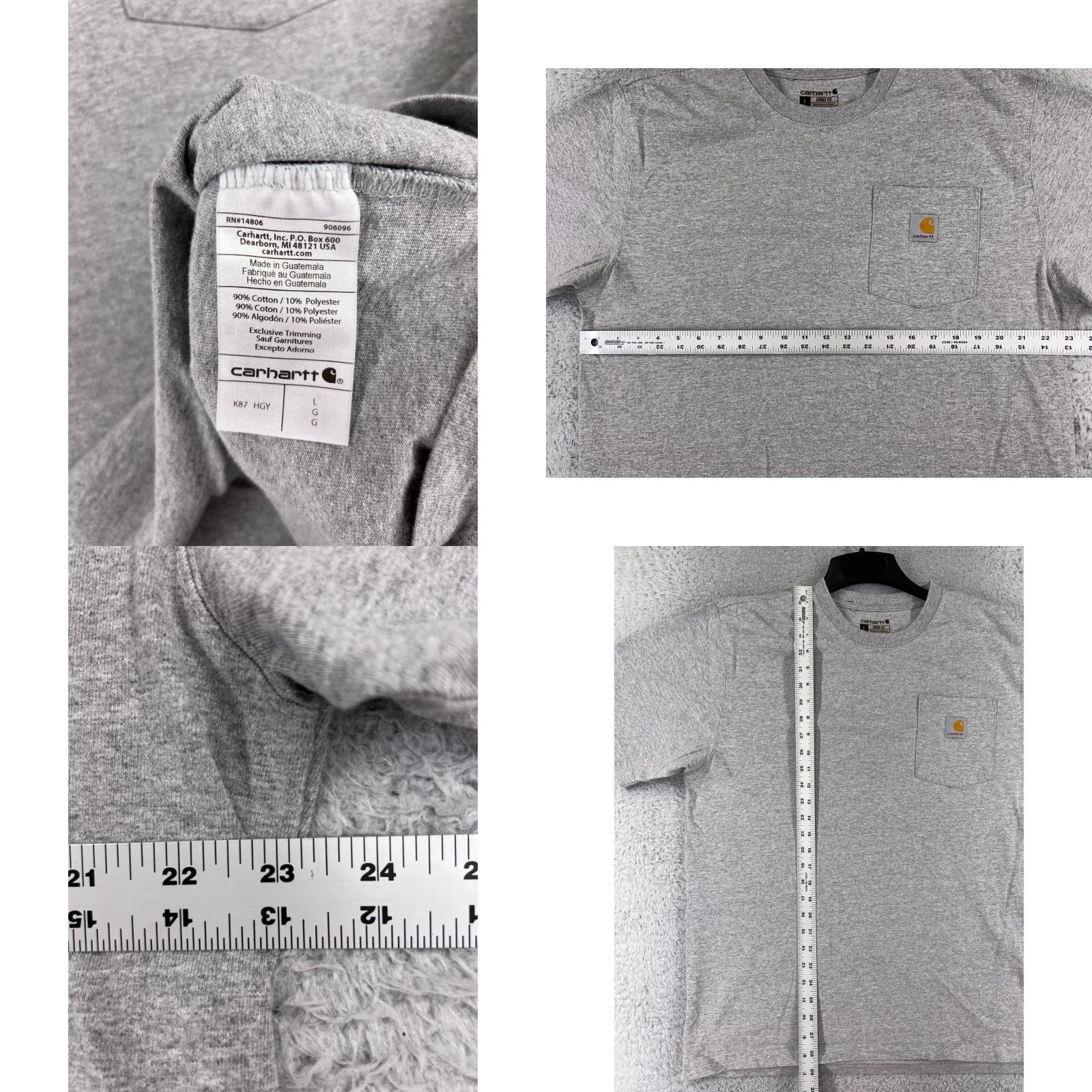 Carhartt Carhartt Shirt Men L Gray Short Sleeve Crew Neck Cotton Workwear Logo Back Vintage No N/A? Size US L / EU 52-54 / 3 - 8 Thumbnail