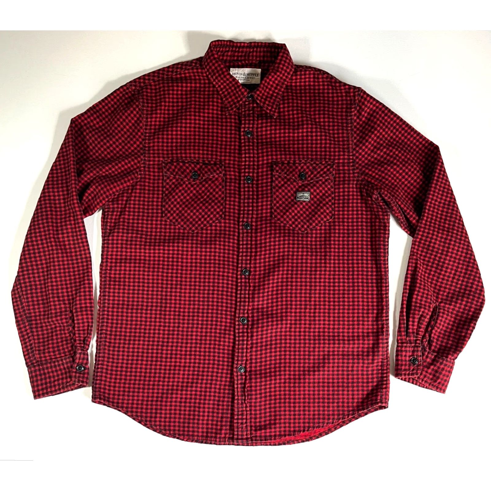 Vintage DENIM & SUPPLY RALPH LAUREN Men’s Button-Up Flannel Shirt Gingham Sz M Red Black Check Long Sleeve Casual Classic Pockets Mens Size US M / EU 48-50 / 2 - 3 Thumbnail