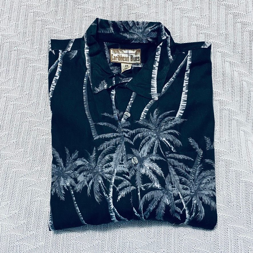 Caribbean Caribbean Blues palm print short sleeve button down Size US XXL / EU 58 / 5 - 1 Thumbnail