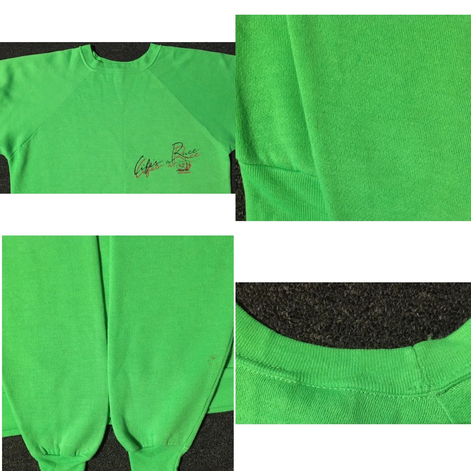 Vintage Vtg 80s EP Performs Life’s A Race Faded Motocross Hoodie M Green Fox Neon 90s Racing Mens Size US M / EU 48-50 / 2 - 8 Thumbnail