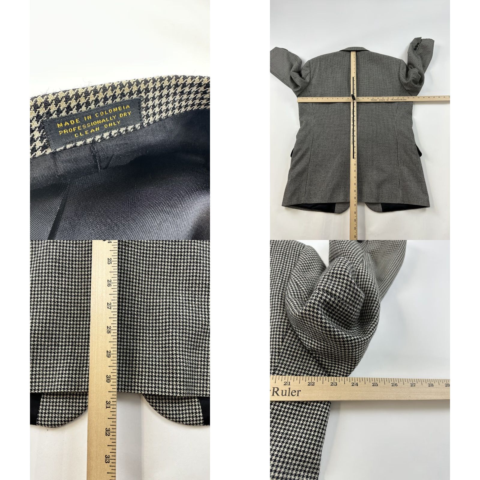 Oscar De La Renta Oscar de la Renta Blazer Sport Coat Men 42R Notch Lapel Black White Tweed Herringbone Dry Clean Only 1 Piece Regular Fit Inner Pockets Jacket Coat Size 42R - 8 Thumbnail