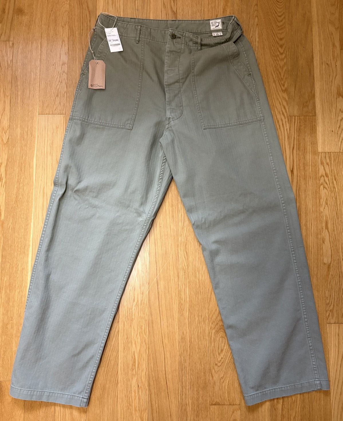 Orslow orSlow Herringbone Summer Fatigue Pants Green (Size 4) Size US 34 / EU 50 - 1 Thumbnail