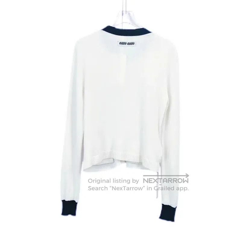 Miu Miu Miu Miu White Cotton Long Sleeve Pullover Sweater . Size S / US 4 / IT 40 - 2 Thumbnail
