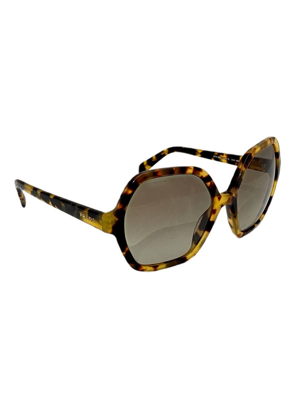 Prada Prada Logo Hexagon Havana Oversize Sunglasses Vintage Y2K Size ONE SIZE - 1 Thumbnail