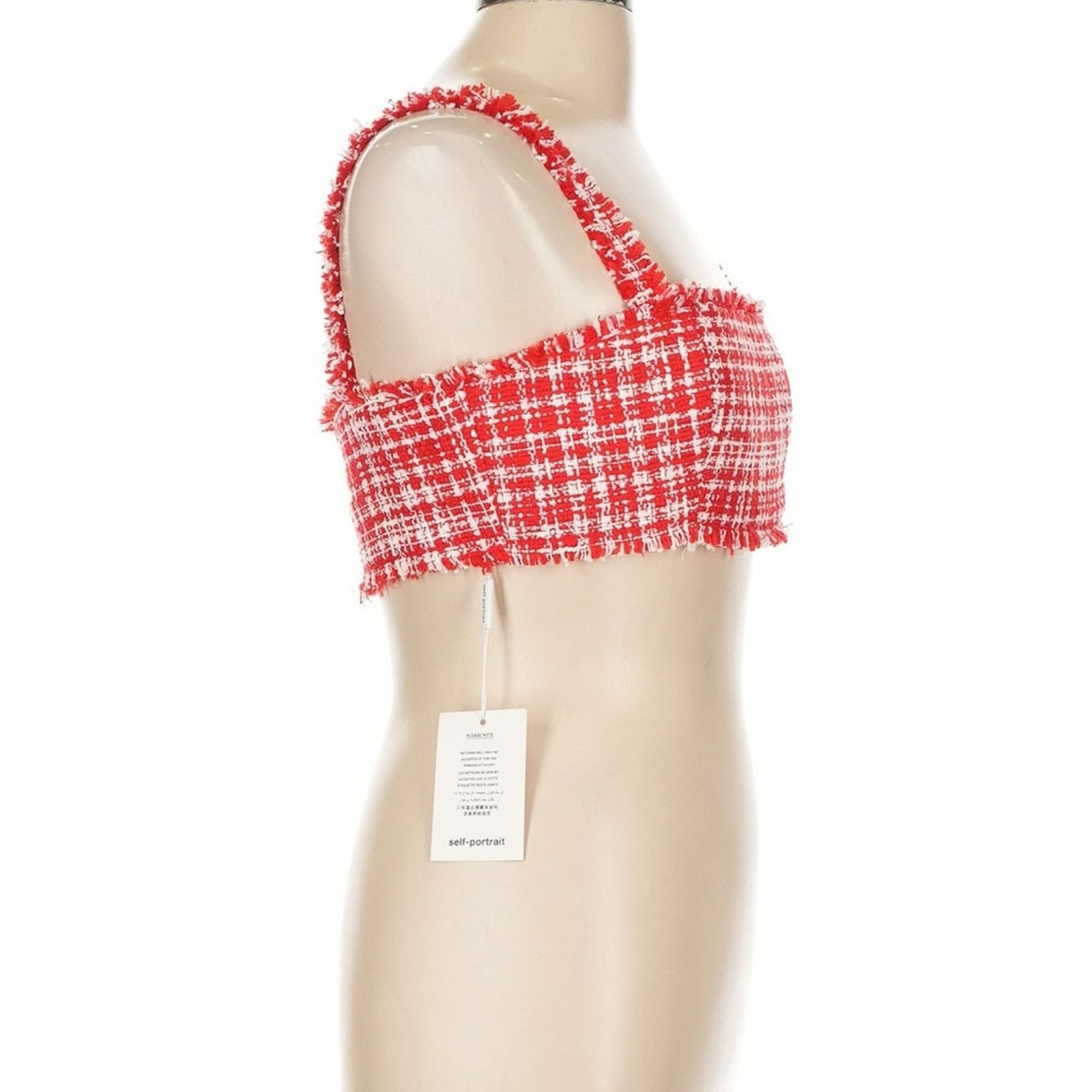 Self-Portrait NWT Self-Portrait Red Bouclé Crop Top - Size 8 - Red/White Size M / US 6-8 / IT 42-44 - 7 Thumbnail