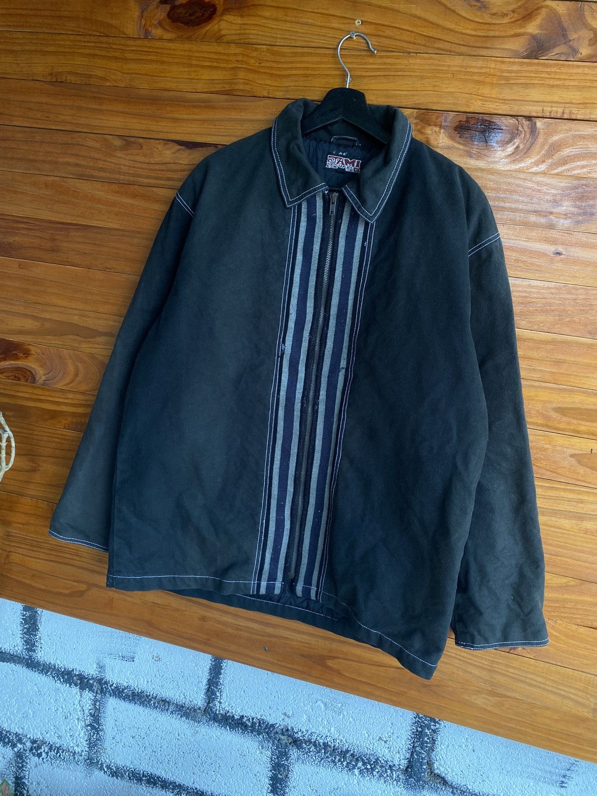 Japanese Brand Vintage 90s Jami Island Black Work Jacket Striped Zip Detail Size US L / EU 52-54 / 3 - 4 Thumbnail
