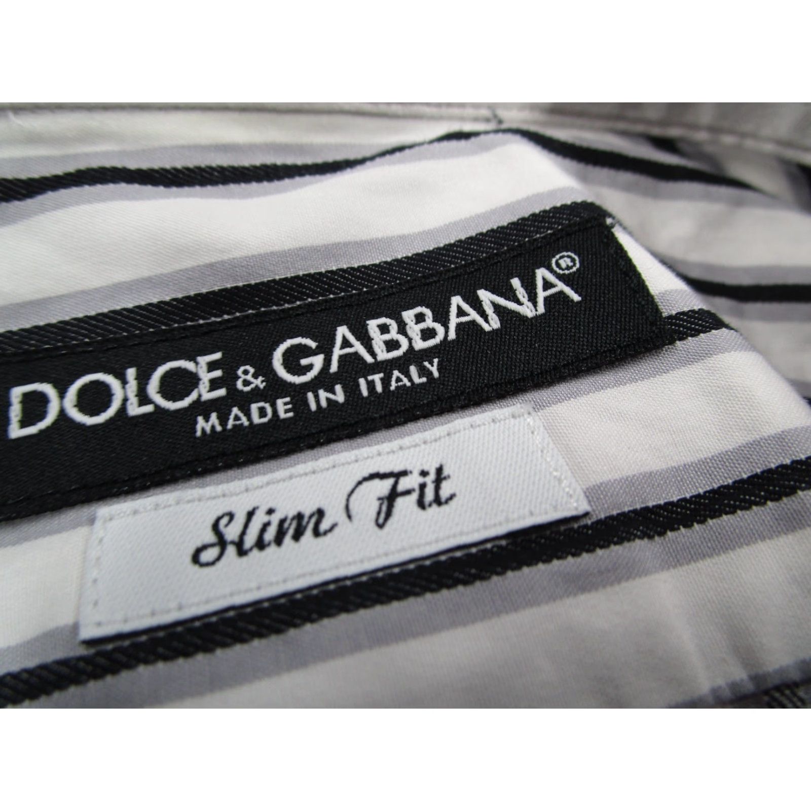 Dolce & Gabbana VINTAGE Dolce & Gabbana Dress Shirt Slim Fit 43 Gray Striped Cotton Silk Made in Italy Mens Size US XL / EU 56 / 4 - 3 Thumbnail