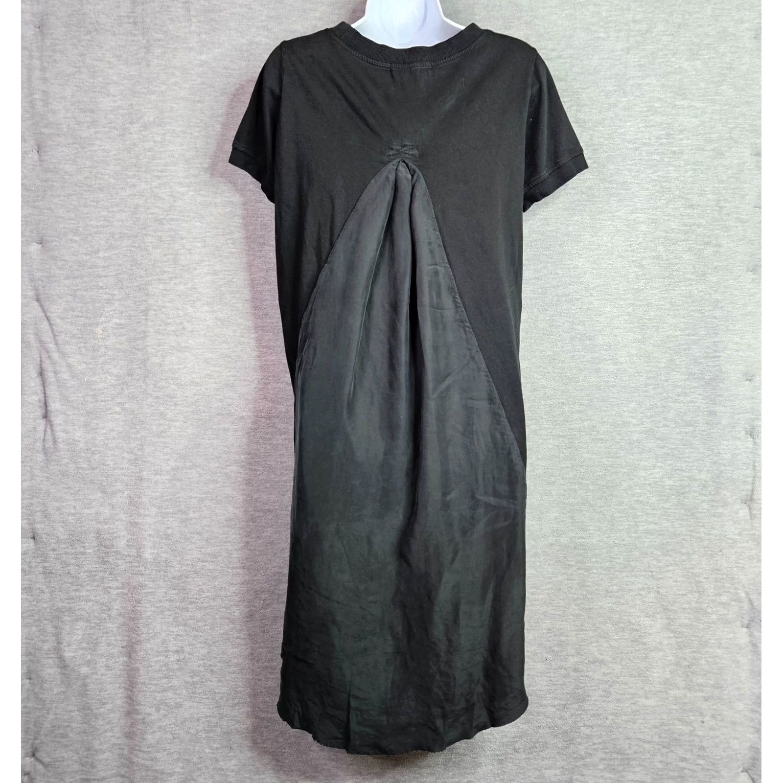 Vintage Marrakech Black Dress Women M Short Sleeve Layered Hi Low Pocket Dress Size 32" / US 10 / IT 46 - 2 Thumbnail