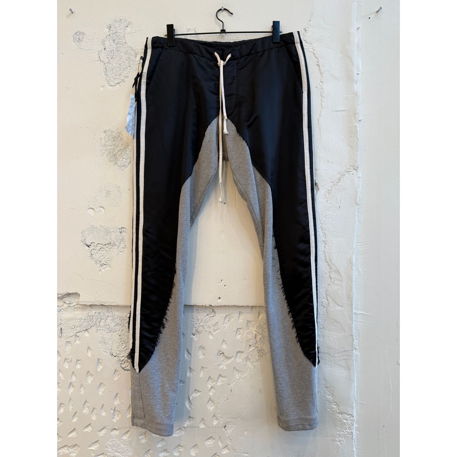 Greg Lauren Greg Lauren SAMPLE 50/50 Black Satin/Terry Long Pant Size US 34 / EU 50 - 1 Thumbnail