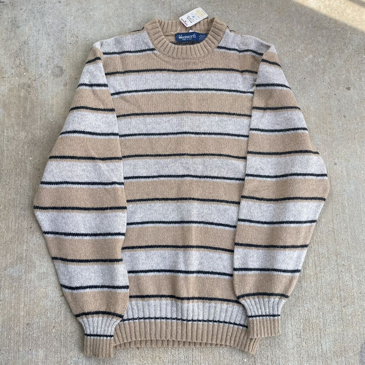 Other Vintage 80s Wentworth Wool Brown Striped Knit Sweater M NWT Size US M / EU 48-50 / 2 - 1 Thumbnail