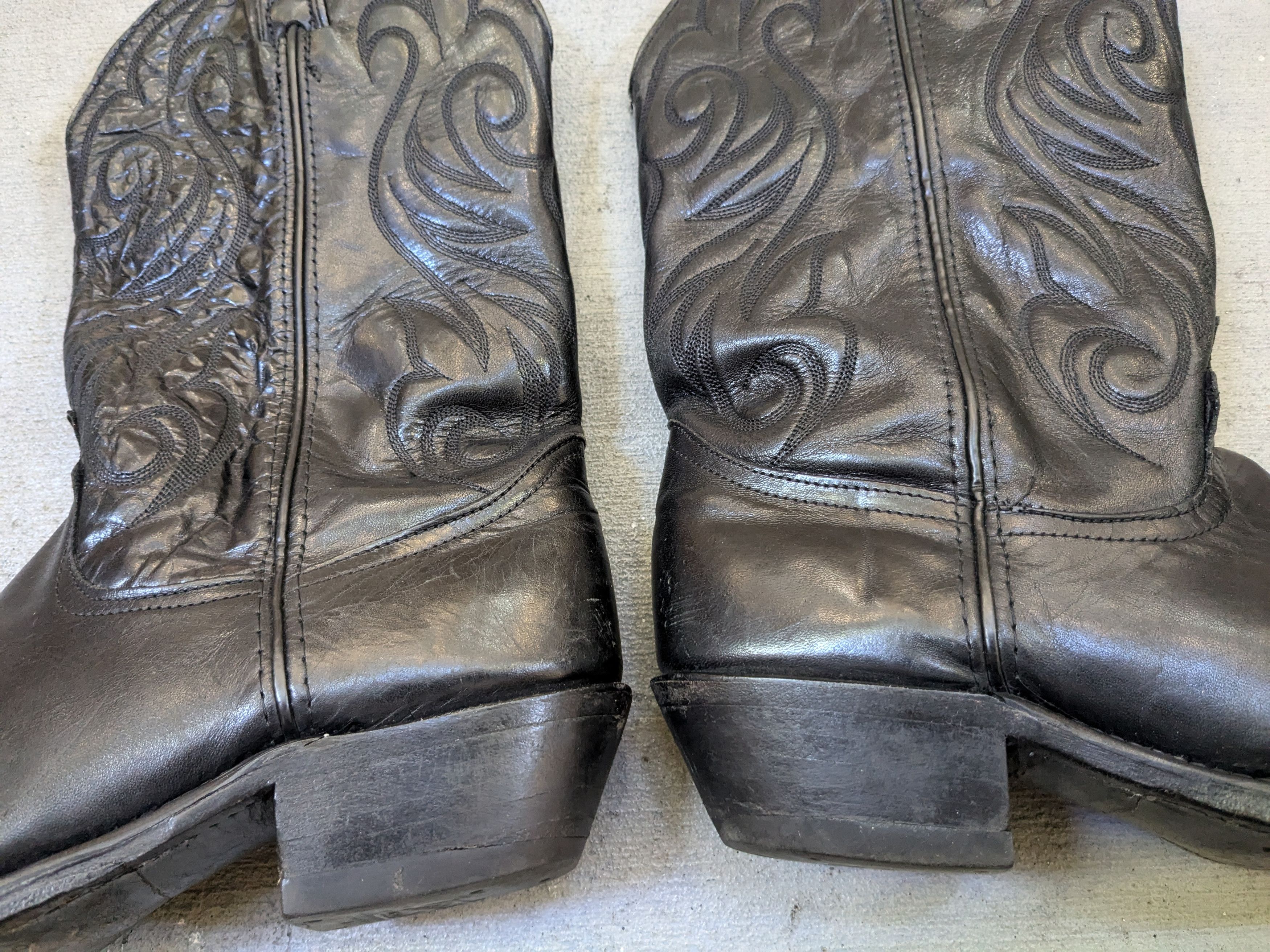 Genuine Leather Vintage Code West Cowboy Boots 10.5 Black Leather USA Size US 10.5 / EU 43-44 - 6 Thumbnail