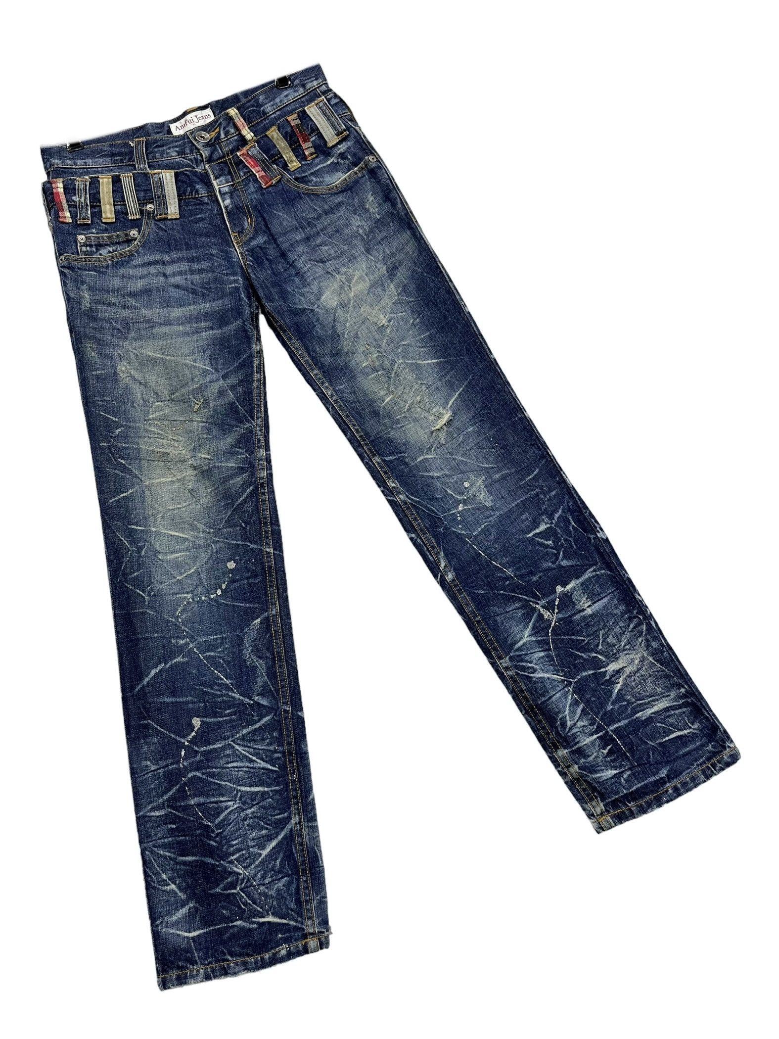 Vintage 🔥ANTFUI Punk Double Waist Claw Mark Whisker Denim Size US 30 / EU 46 - 5 Thumbnail
