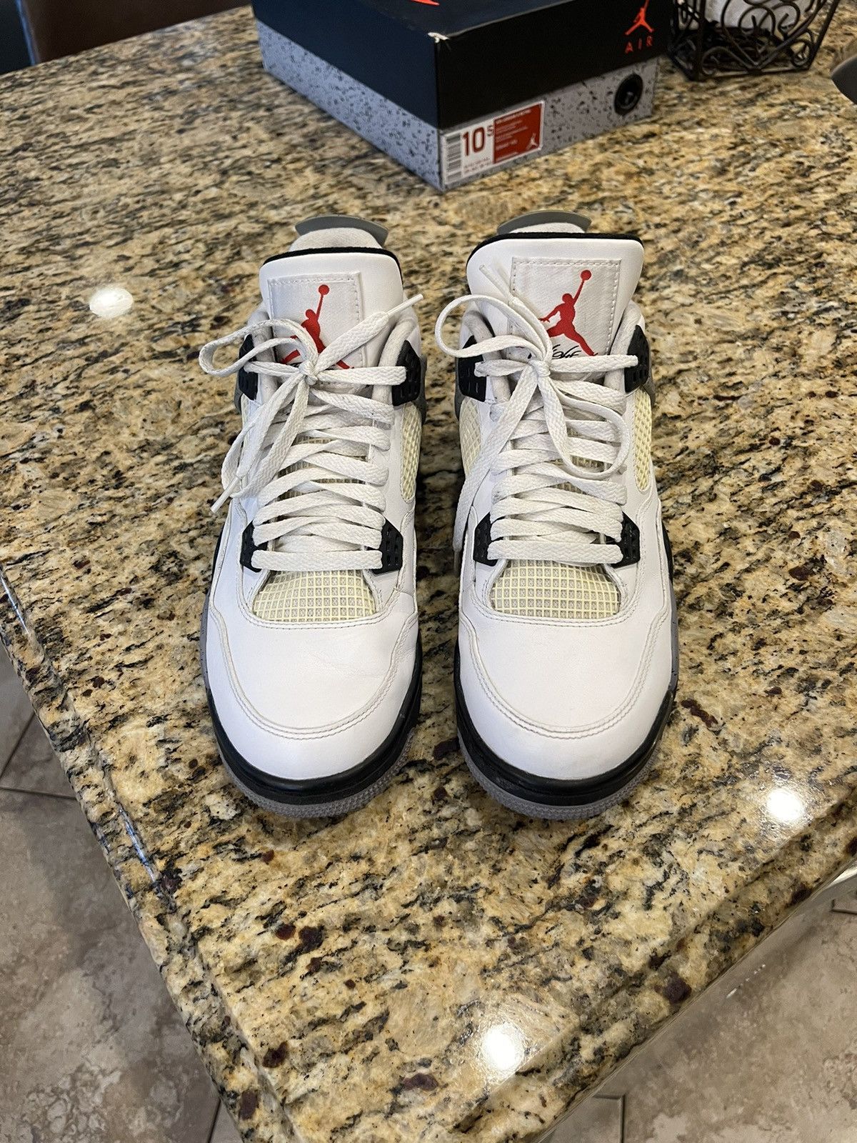 Jordan Brand AIR JORDAN 4 RETRO - White/Black-Cement Grey (2012 Release) Size US 10.5 / EU 43-44 - 2 Thumbnail
