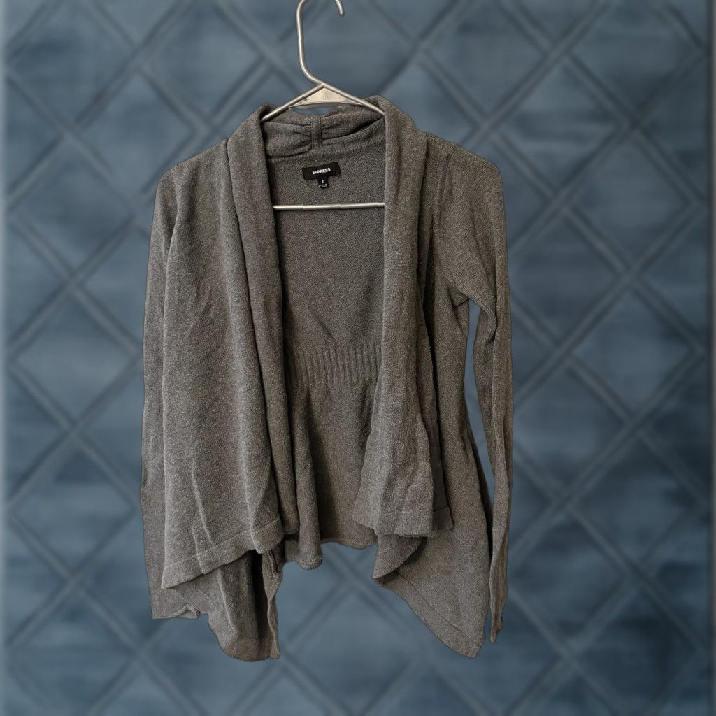Express Express Cardigan Shirt Women’s Small Gray Long Sleeve Open Lightweight Knit Sweater Size S / US 4 / IT 40 - 1 Thumbnail