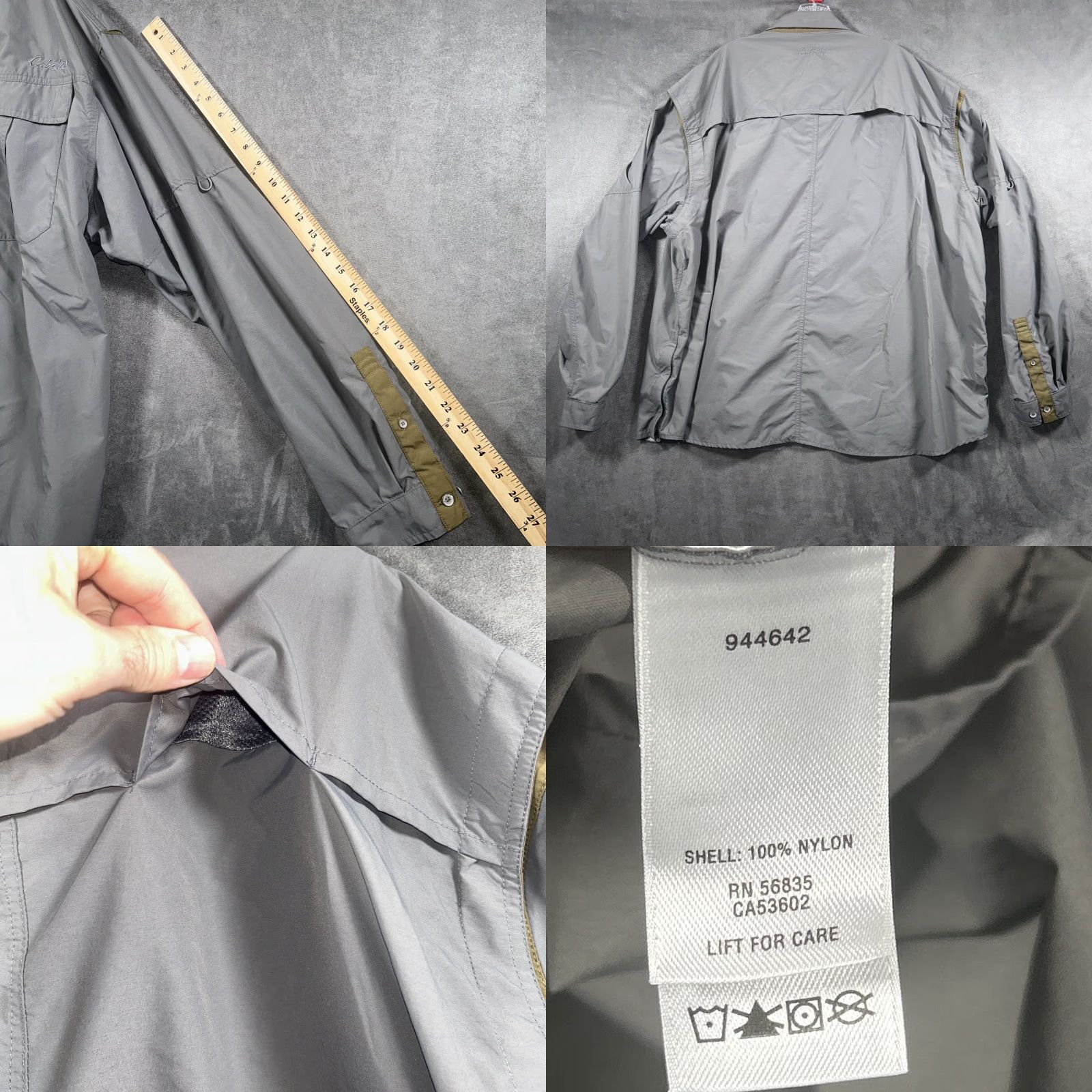 Vintage Cabela's Shirt 3XL Gray Long Sleeve Button-Down Pockets Ventilated Nylon Knit? Wait. Size US XXL / EU 58 / 5 - 9 Thumbnail