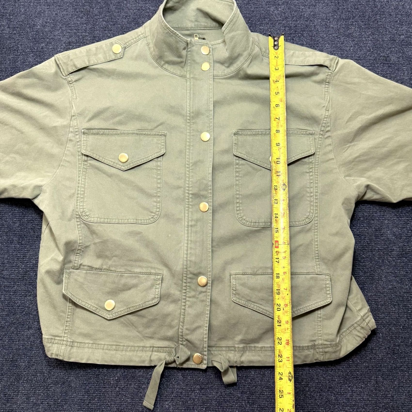 Talbots Talbots Jacket Womens XL Green Military Twill Snap Front Short Utility Pockets Size 40" / US 18 - 6 Thumbnail
