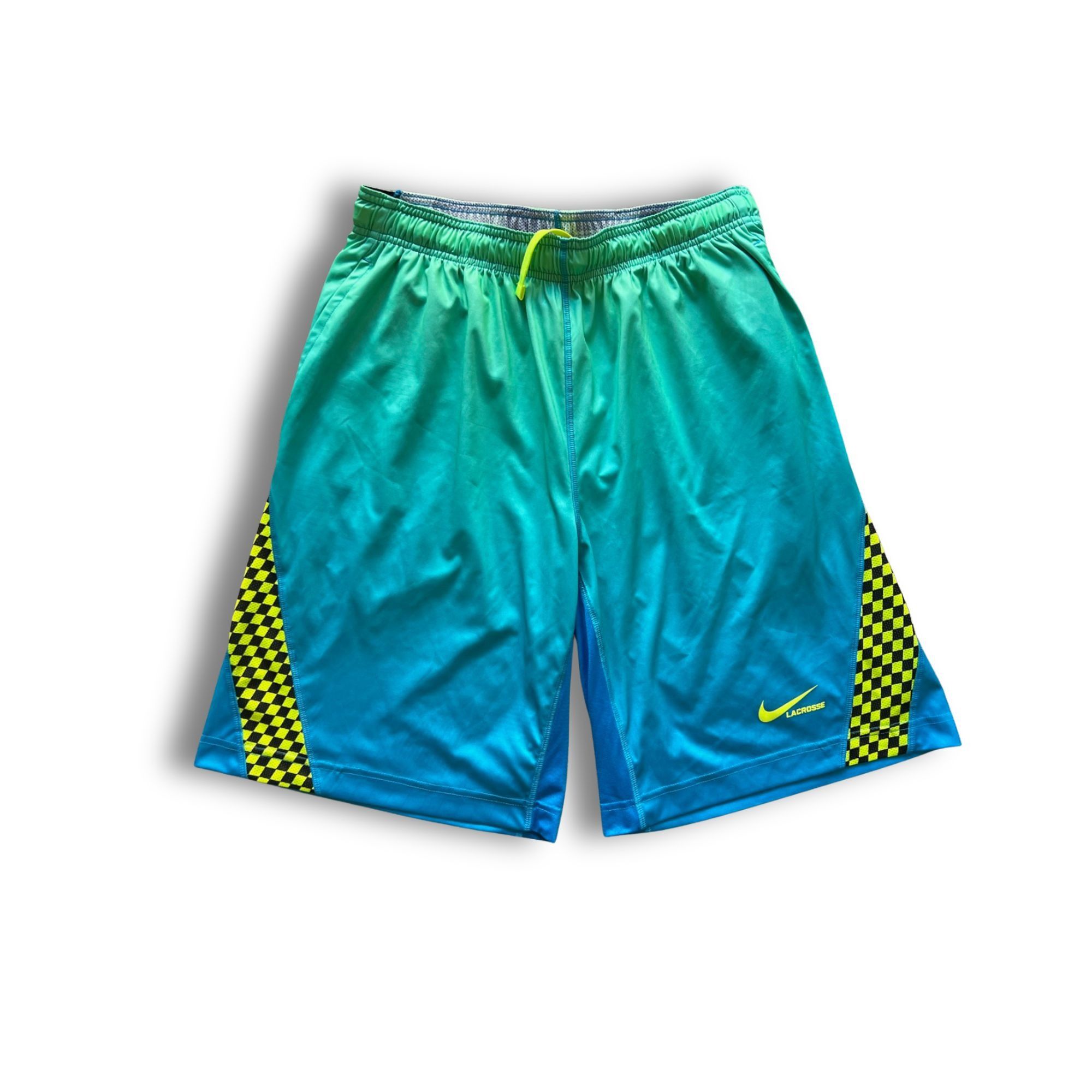 Nike Nike Mens Dri-Fit Lacrosse Athletic Shorts L Blue & Neon Yel Size US 33 - 2 Thumbnail