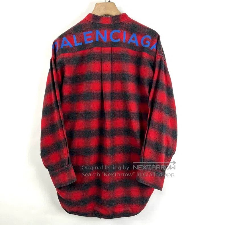 Balenciaga Balenciaga Black and Red Plaid Back Logo Ribbon Shirt Size XS / US 0-2 / IT 36-38 - 2 Thumbnail